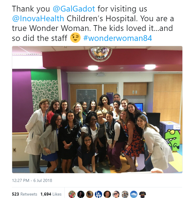 Gal Gadot Makes Surprise Visit To Children's Hospital Dressed As Wonder Woman